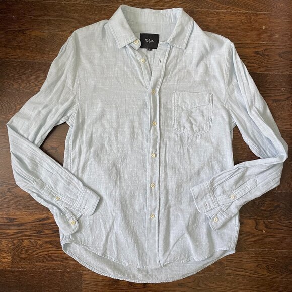 Rails Men's Wyatt Oxford 100% Cotton Shirt in Light Blue-Small - Picture 1 of 9